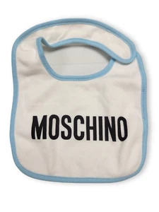 New Moschino Baby Boy White Bib with Light Blue Trim and Logo Print 3/6m - Picture 1 of 1