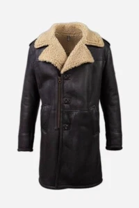 Matchless Fokker Men's Shearling Leather Trench Coat Black - W21 Collection - Picture 1 of 5