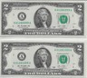 Two $2 Uncirculated ROLLOVER Bills; 2013 series; Lot T601ᴙ5