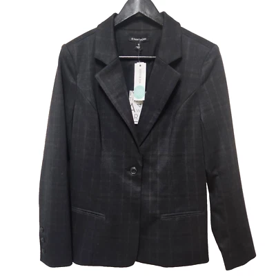 41 Hawthorn Dark Gray Natalie Knit Blazer Striped Women's Size M Career Preppy - Image 1 of 4