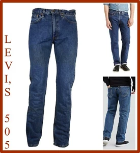 levi's 505 jeans levis uomo regular fit a vita alta gamba dritta w29 w30 w32 blu - Foto 1 di 9