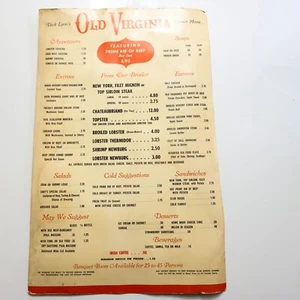De Colección Dick Lyon's Old Virginia Restaurante Menú Pasadena Cawston Avestruz Granja Raro - Imagen 1 de 11
