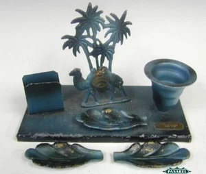 Painted Brass Camel Smoking Set Israel Ca 1950 Judaica - Picture 1 of 4