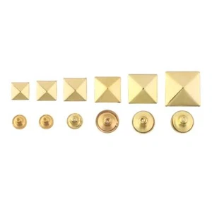 Pyramid Shape Shoes Bag Decor Fix Studs Square Rivets Cloth Button Metal Spikes - Picture 1 of 16