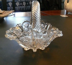 Higbee Glass Panel Thistle Pattern Brides Basket c.1910 - Picture 1 of 10