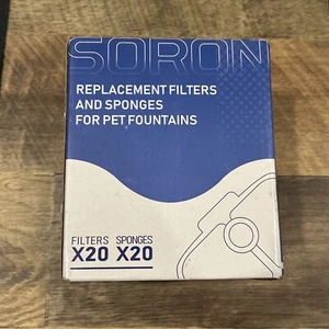 Soron Replacement 20 Filters 20 Sponges Pet Cat Water Fountains Brand New - Picture 1 of 4