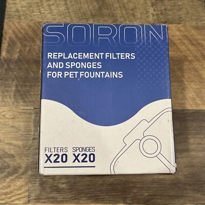 Soron Replacement 20 Filters 20 Sponges Pet Cat Water Fountains Brand New - Image 1 of 4