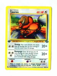 Vintage 1999 First Edition TAUROS Pokemon Card 47/64 Uncommon (Jungle Set) - Picture 1 of 2
