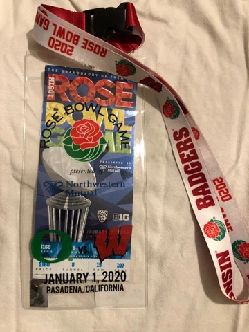 2020 Rose Bowl Game Wisconsin Official Licensed Lanyard with Ticket Holder Cover