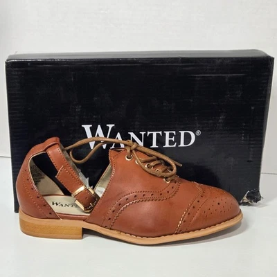 Zapatos Oxford para mujer Wanted querubín de dos piezas con correa al tobillo marrón tostado talla 5,5 M Foto 1 de 4
