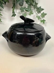 Vtg Black Frankoma 2 pc Casserole Baker Bean Pot V4 2 qt W/Lid EUC Great Cond. - Picture 1 of 12