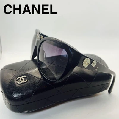 CHANEL Coco Mark Camellia Sunglasses Black with Case - Image 1 of 4