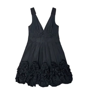 Abito BCBGMaxAzria Little nero taglia 0 plissettato orlo con volant senza maniche - Foto 1 di 10