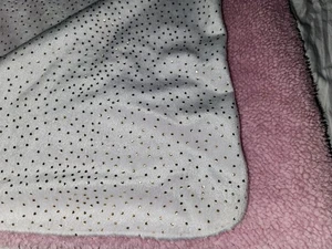 Baby BY Bebe Bon Blanket Pink White Gold Polka Dot Sherpa back - Picture 1 of 16