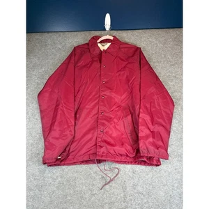 Vintage 60s Sports Track Windbreaker Nylon Coach Jacket Mens Large Red Outdoor - Picture 1 of 7
