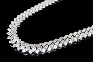 19mm CUBAN PRONG 124ctw BAGUETTE VVS1 Lab Diamonds Chain Necklace 280g+ MASSIVE - Picture 1 of 8