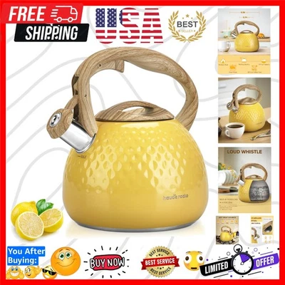 Elegante tetera de acero inoxidable de 2,5 cuartos con silbato - perfecta para el hogar Foto 1 de 4