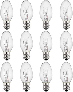 C7 Night Light Bulb 4 Watt,E12 Candelabra Base,15 Lumens,Small Clear Glass  - Picture 1 of 7