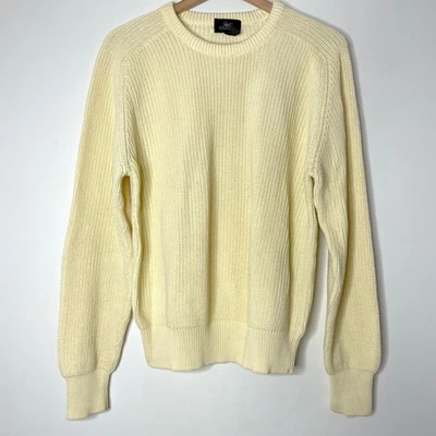 Suéter Minimalista Abuelo Algodón Preppy Amarillo Mantequilla Normcore Años 90 De Colección L Foto 1 de 4