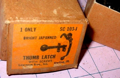 Juego de herrajes de manija de puerta con pestillo de pulgar japonés vintage Lawrence Bros. EE. UU. NOS Foto 1 de 4