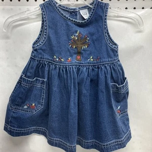 Baby Gap Embroidered Denim Dress W/ Pockets 12 To 18 Months 100% Cotton Vintage - Picture 1 of 8