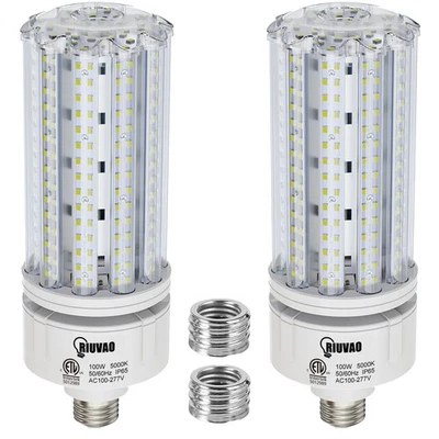 2 Pack 100W LED Corn Bulb, E26 /E39 Base Led Corn Light Bulb, Super Bright 15... - Image 1 of 4