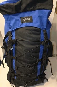 Mochila de Senderismo TDOG EE. UU. Vintage Azul Negro Mochila Paquete de Campamento - Imagen 1 de 13