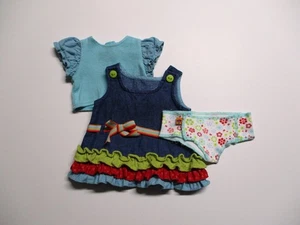 American Girl Bitty Baby Twins 2006 Meet Denim Pullover mit Rüschen + T-Shirt Set - Bild 1 von 3