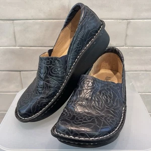Alegria Women’s Debra Leather Floral Clogs Navy Blue Size 36 (US 6-6.5) - Picture 1 of 8