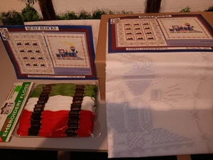 2 sets 6 pk Fairway TRAIN Quilt Blocks 18 X 18 Stamped Embroidery w/ floss USA - Picture 1 of 4