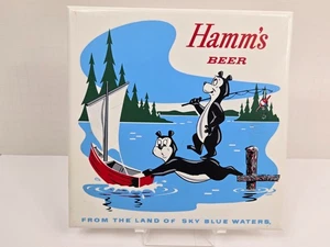 Vintage 60er Jahre Hamm Bier See Kunststoff Fliese - Seeszene & Bären - Bild 1 von 3