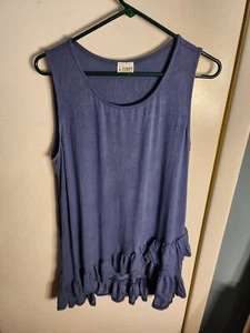 B-sharp brand Ruffled Tunic tank (L) Women's Blue (Preowned) - Picture 1 of 7