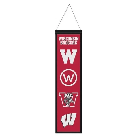 Wisconsin Badgers NCAA Heritage Banner Embroidered Wool 8" X 32" Cover
