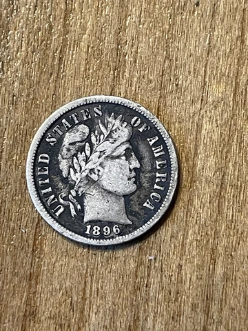 1896 Barber Dime VF Cover
