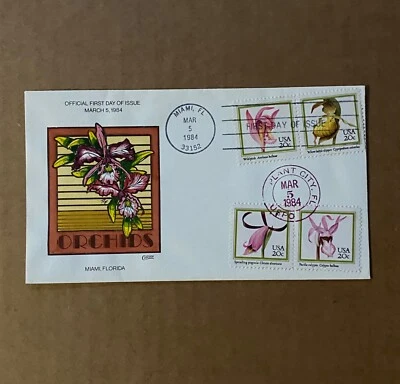 US FDC Collins Hand-Painted #2076-79 Orchids  1984 - Image 1 of 3