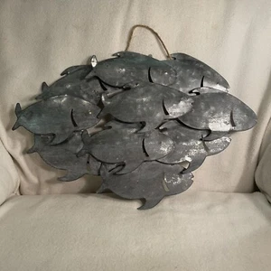 School Of Fish Galvanized Metal Rustic Wall Decor - Picture 1 of 6