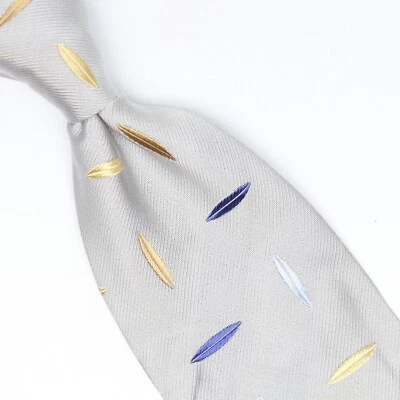 Corbata de seda GC Internazionale para hombre gris claro azul marrón hoja plateada corbata Italia Foto 1 de 4