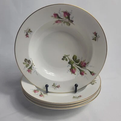 QUATRO tigelas de sopa Rosenthal Petal Lane aro musgo rosa branco padrão rosa acabamento dourado - Imagem 1 de 4