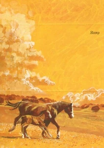 Western Horse & Foal Pony Vintage Fold A Note Folded Blank Card - Picture 1 of 1