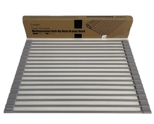 Over The Sink Multipurpose Roll-Up Dish Drying Rack Warm Gray 17.5" x 13.1" Spac - Picture 1 of 12