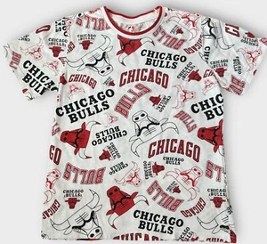 Chicago Bulls NBA T-Shirt White Black Red, Boy's Size M (10-12) - Picture 1 of 8