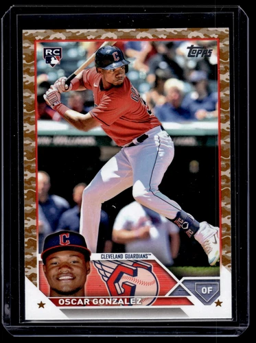 Oscar Gonzalez 2023 Topps Series 1 Baseball Memorial Day Camo Card /25 #119