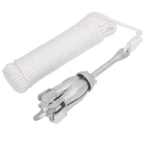 Folding Anchor with Rope Silver 7.1 lb Malleable Iron - Picture 1 of 11