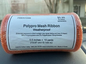 Polypro Mesh Ribbon- Orange 5.5” X 10 Yards - Picture 1 of 1