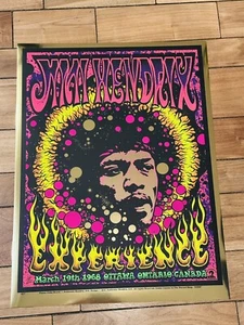 Jimi Hendrix Experience 19 marzo 1968 Ontario Gold Foil Poster Dirty Donny - Foto 1 di 1