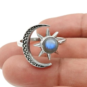 Himmlische Schmuck 925 Sterlingsilber Labradorit Edelstein Elegant Ringgröße 6.5 - Bild 1 von 8