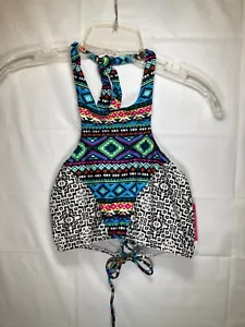 Women's Hula Honey Swim Desert Daze High Neck Bikini Top Multi-Color Large - Picture 1 of 12