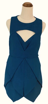 Finders Keepers Blue Mini Dress NEW NWOT - M - Bodycon Open Front Layered Petal - image 1 of 4