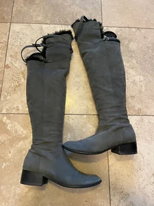 VGUC Gucci stivali equitazione in pelliccia scamosciata grigi taglia 38 $1270 adorabili!!!! - Foto 1 di 9