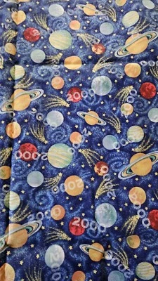 Fabric Traditions Vtg 1997 Planets Millenium Shimmer Cotton Fabric 2.5 Yards - Image 1 of 4